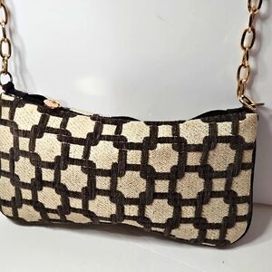Glenda Gies Crossbody Chenile Zip Top Bag With Gold Chain Hardware